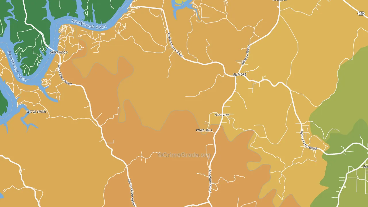 Toadvine, AL Map of Vandalism Rates
