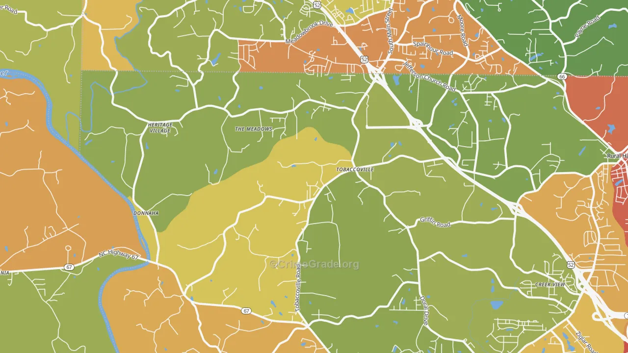 Tobaccoville, NC Map of Vandalism Rates