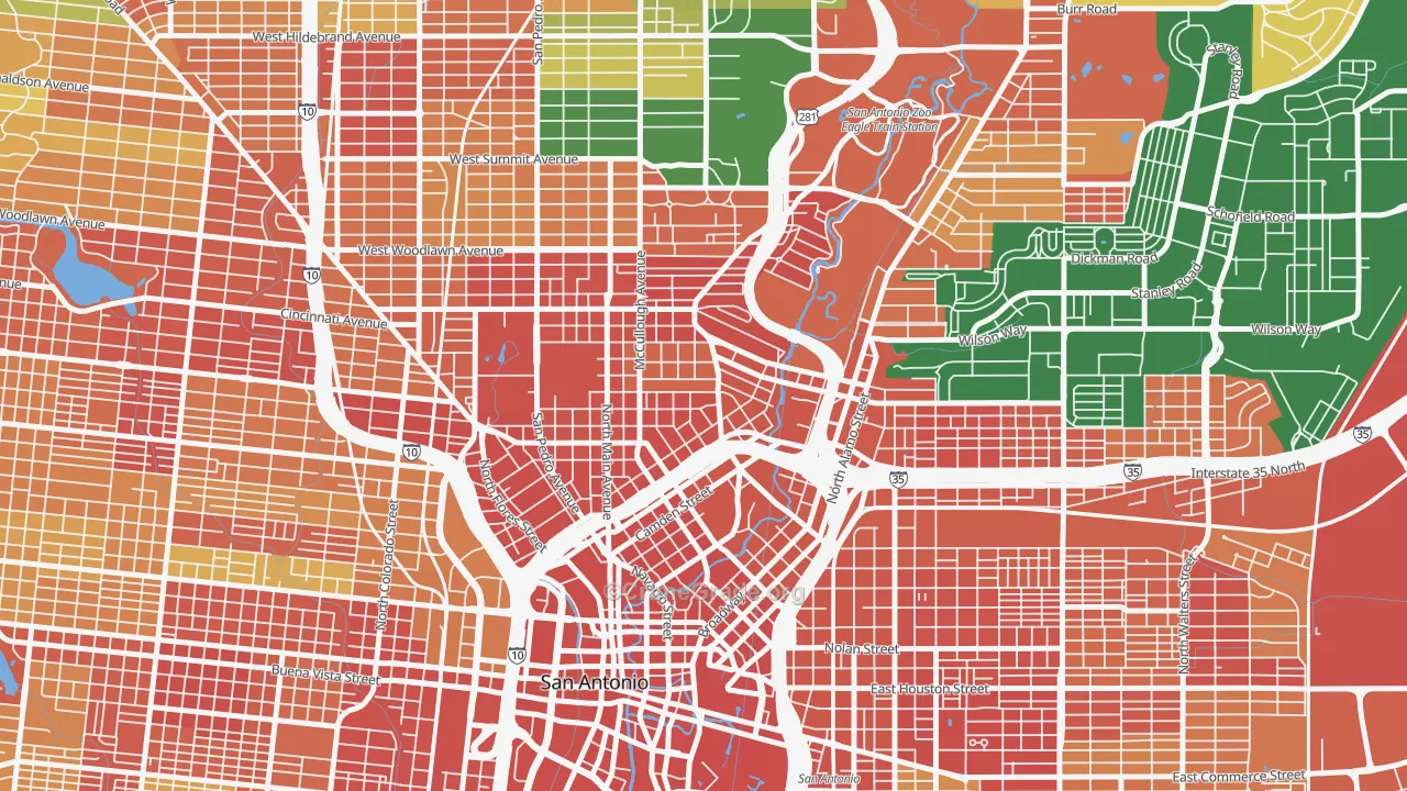 Tobin Hill, San Antonio, TX Map of Vandalism Rates