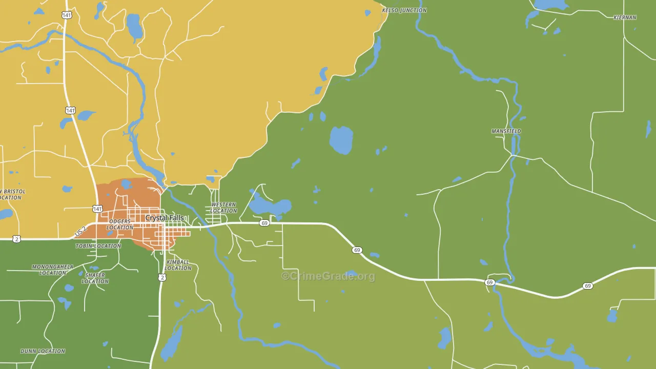 Tobin Location, MI Map of Vandalism Rates