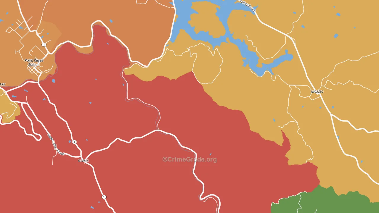 Tocaloma, CA Map of Vandalism Rates