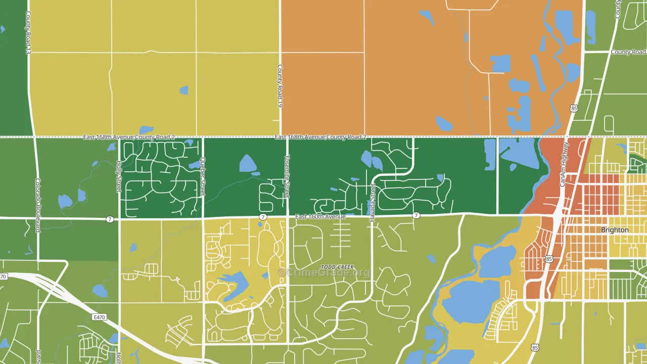 Todd Creek, CO Map of Vandalism Rates