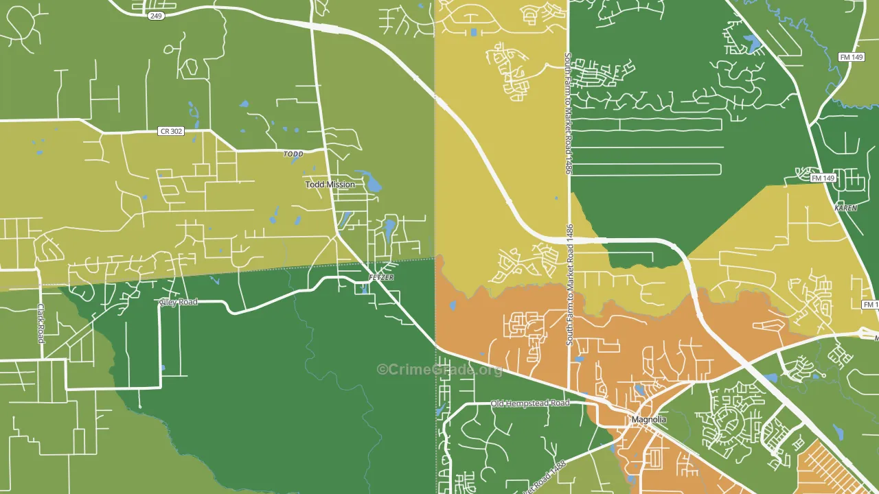 Todd Mission, TX Map of Vandalism Rates