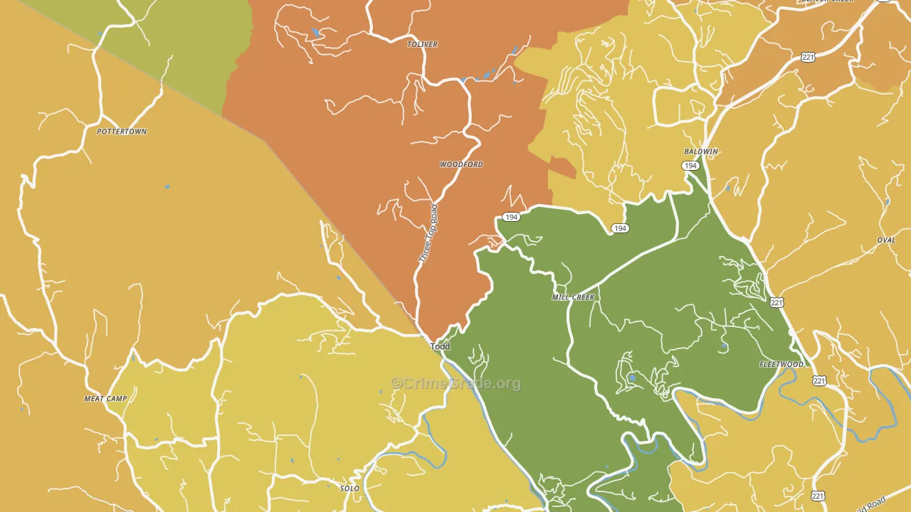 Todd, NC Map of Vandalism Rates