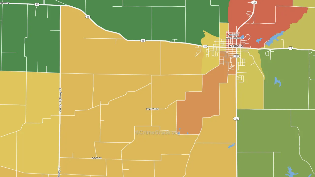 Todds Mill, IL Map of Vandalism Rates