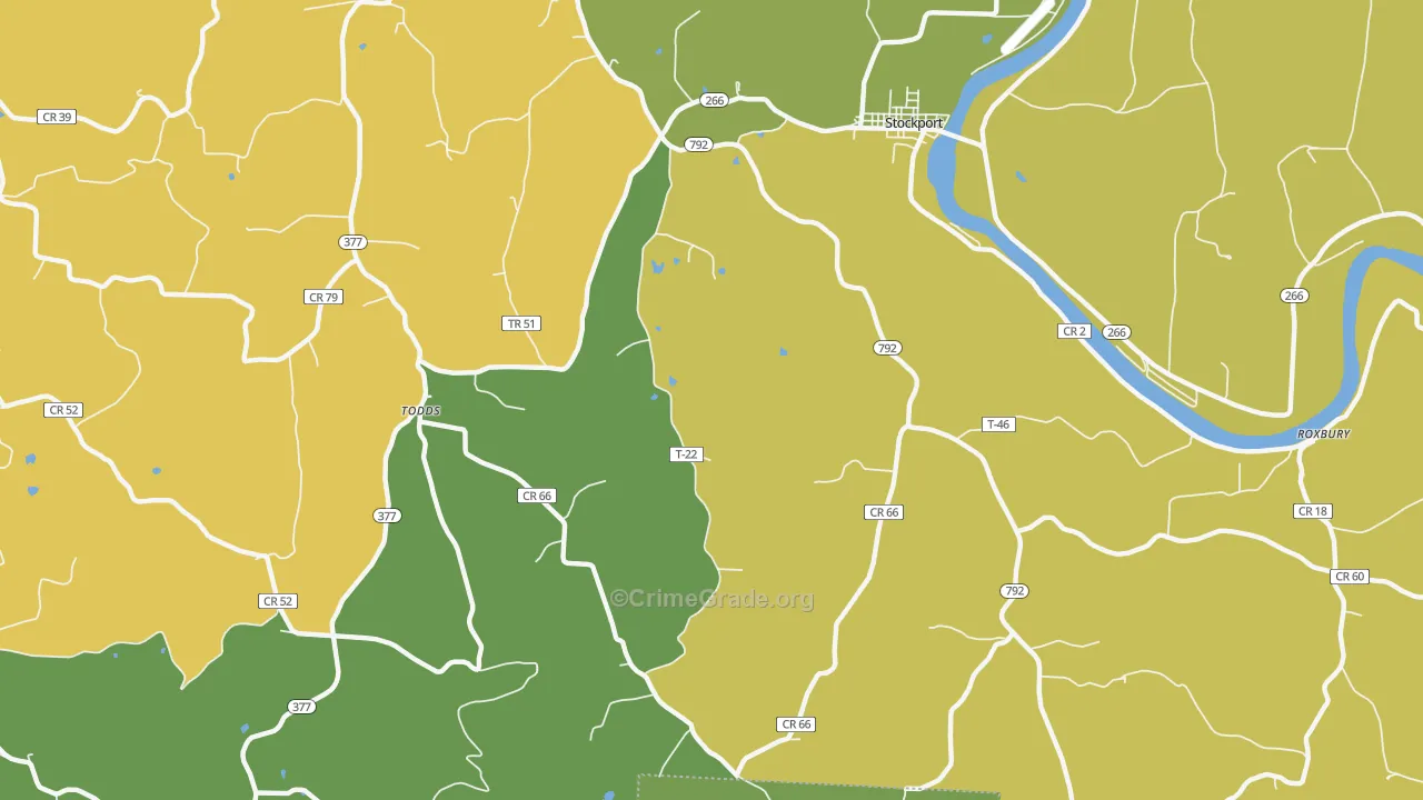 Todds, OH Map of Vandalism Rates