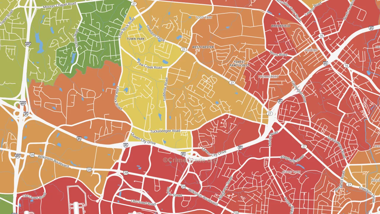 Toddville Road, Charlotte, NC Map of Vandalism Rates