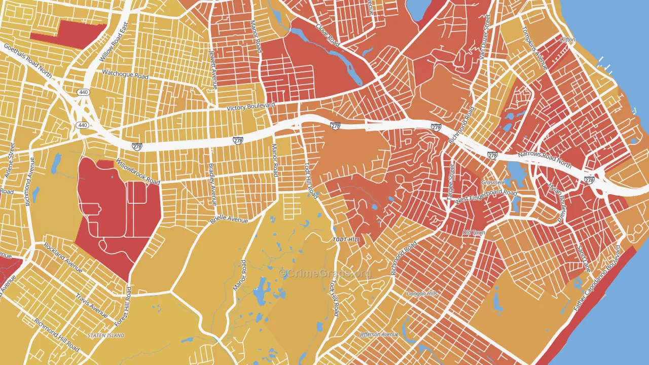 Todt Hill, Staten Island, NY Map of Vandalism Rates