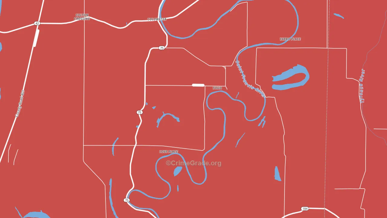Togo, AR Map of Vandalism Rates