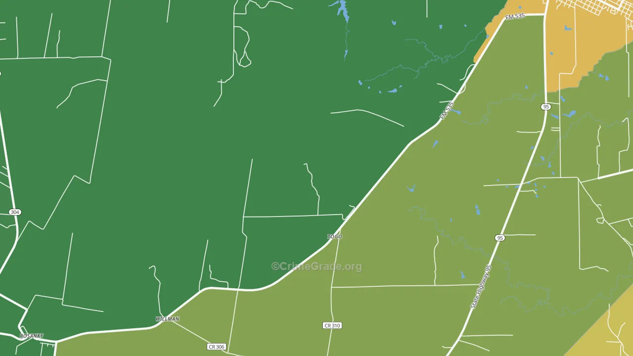 Togo, TX Map of Vandalism Rates