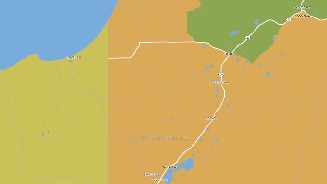 Toivola, MI Map of Vandalism Rates