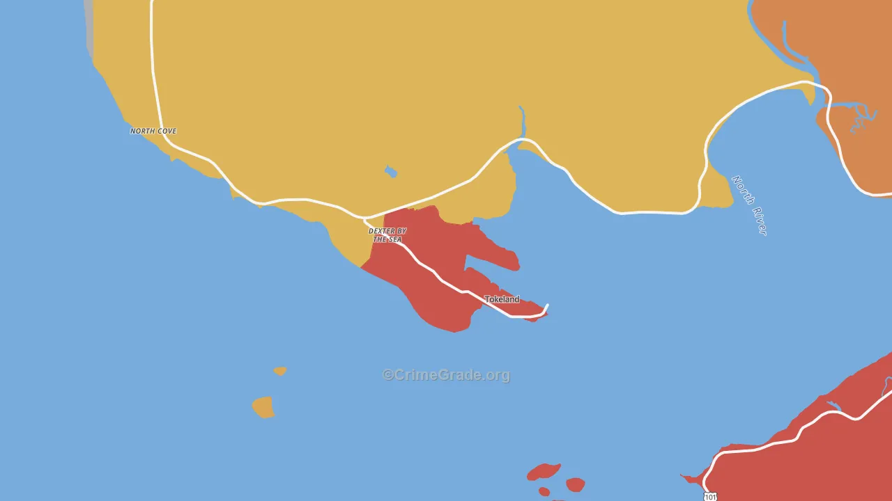 Tokeland, WA Map of Vandalism Rates
