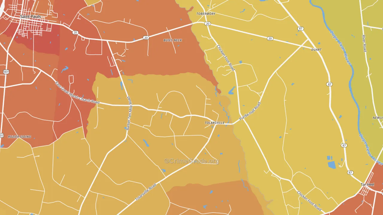 Tolarsville, NC Map of Vandalism Rates