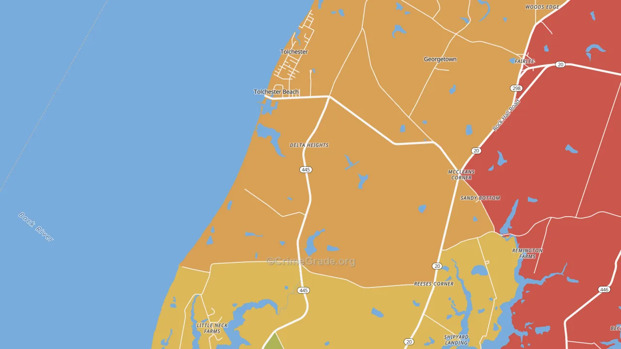 Tolchester Beach, MD Map of Vandalism Rates