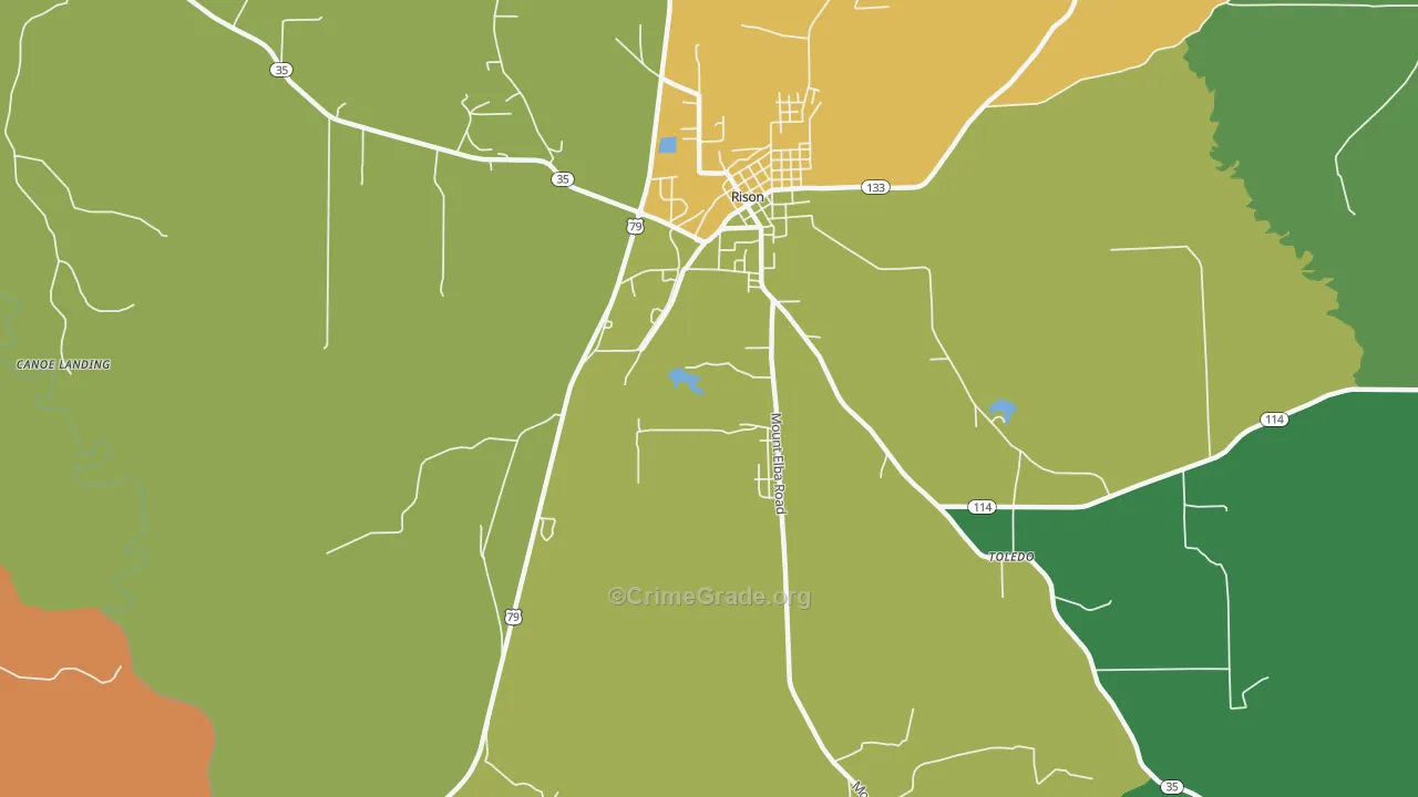 Toledo, AR Map of Vandalism Rates