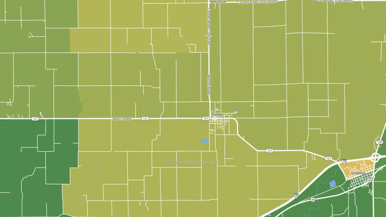 Toledo, IL Map of Vandalism Rates