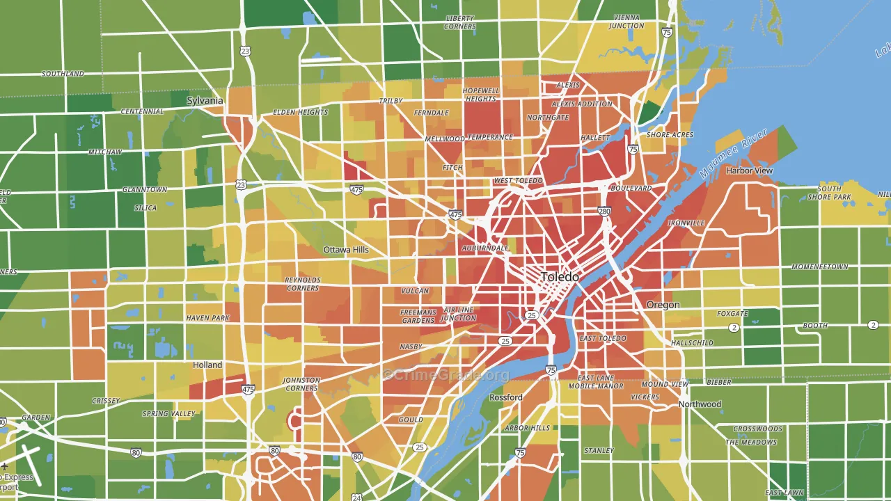Toledo, OH Map of Vandalism Rates