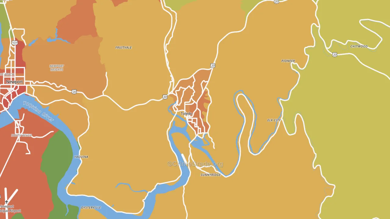 Toledo, OR Map of Vandalism Rates