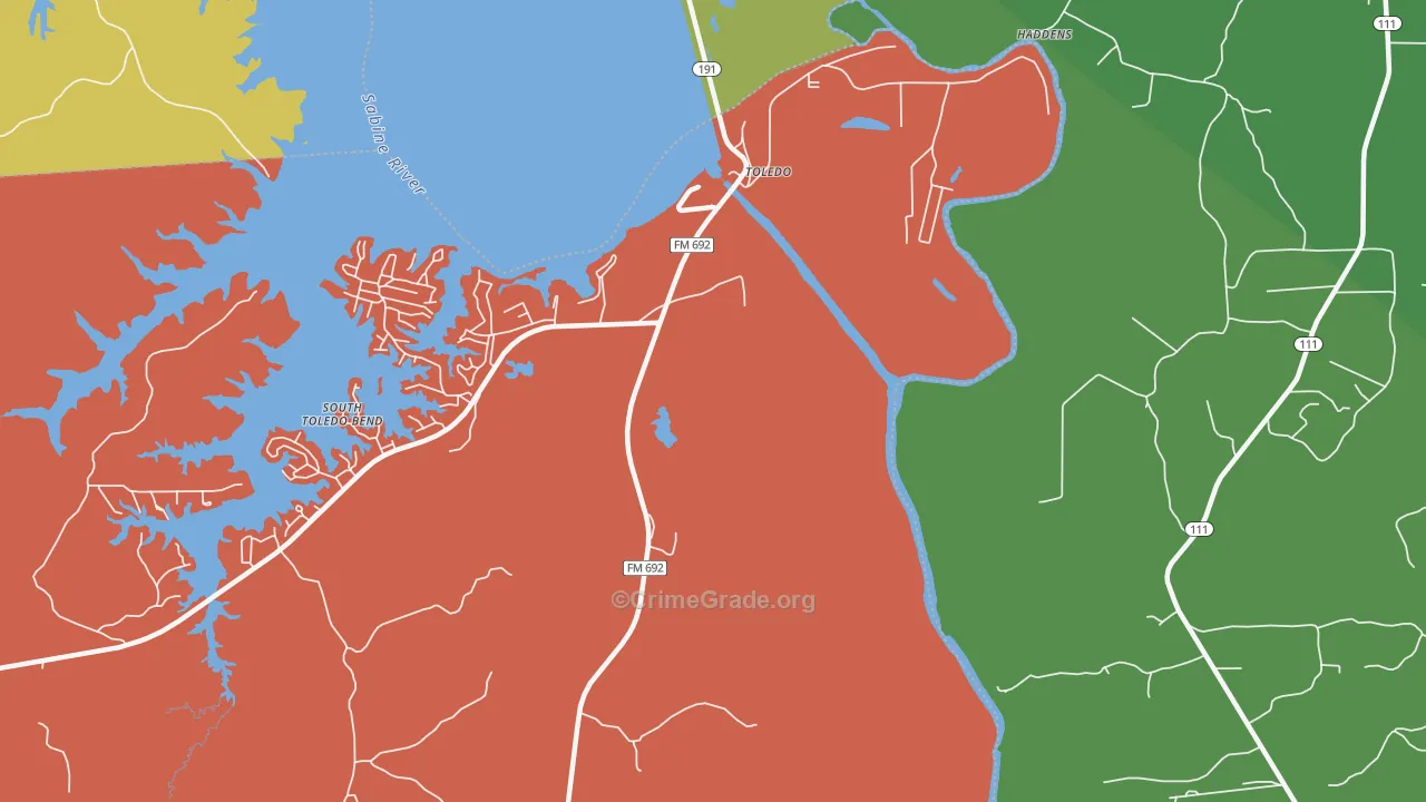 Toledo, TX Map of Vandalism Rates