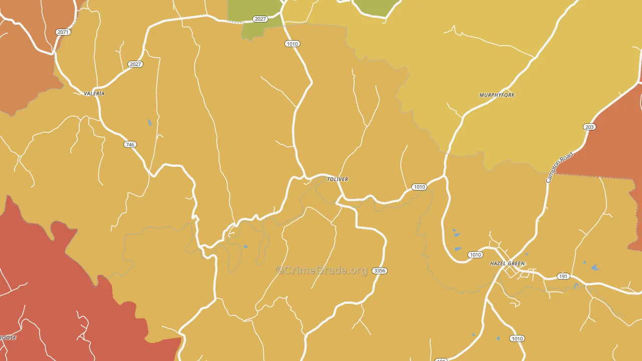 Toliver, KY Map of Vandalism Rates