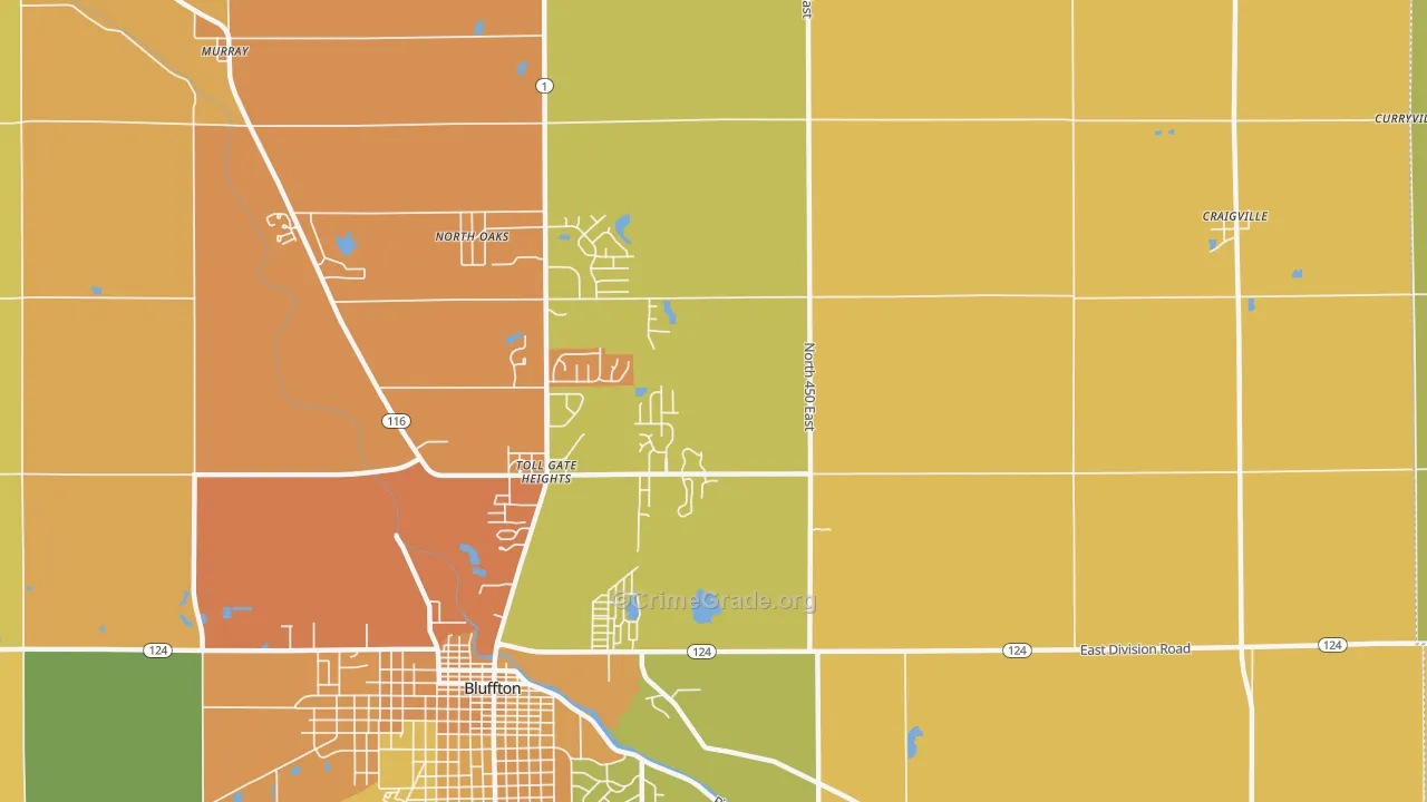 Toll Gate Heights, IN Map of Vandalism Rates