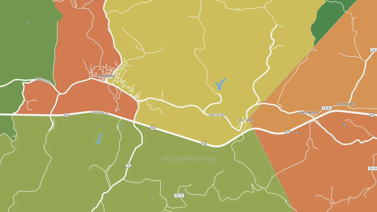 Toll Gate, WV Map of Vandalism Rates