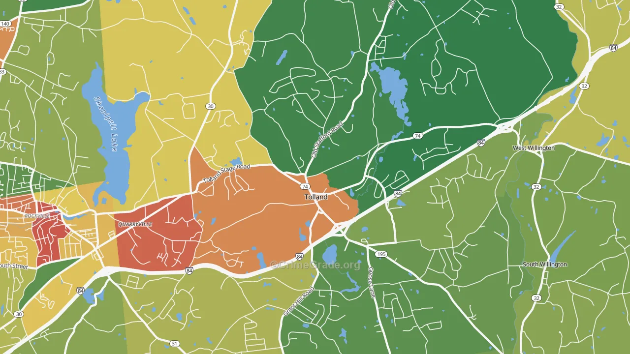 Tolland, CT Map of Vandalism Rates