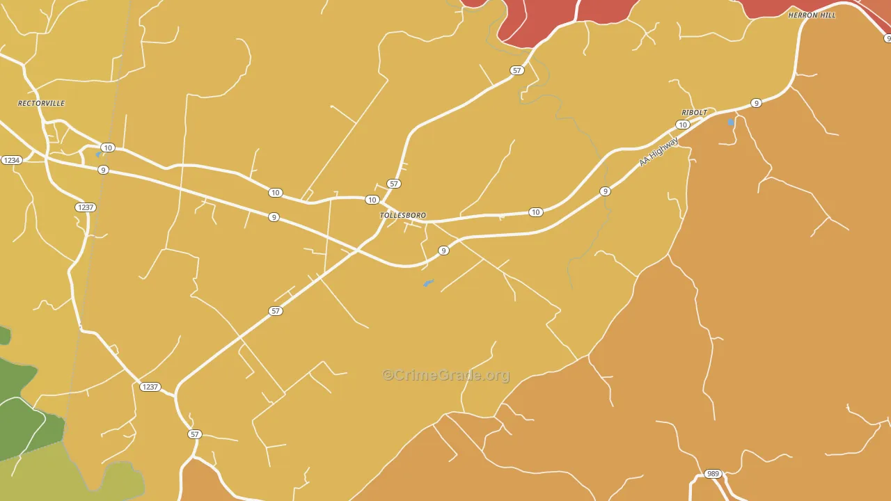 Tollesboro, KY Map of Vandalism Rates