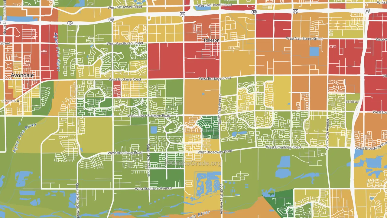 Tolleson, AZ Map of Vandalism Rates