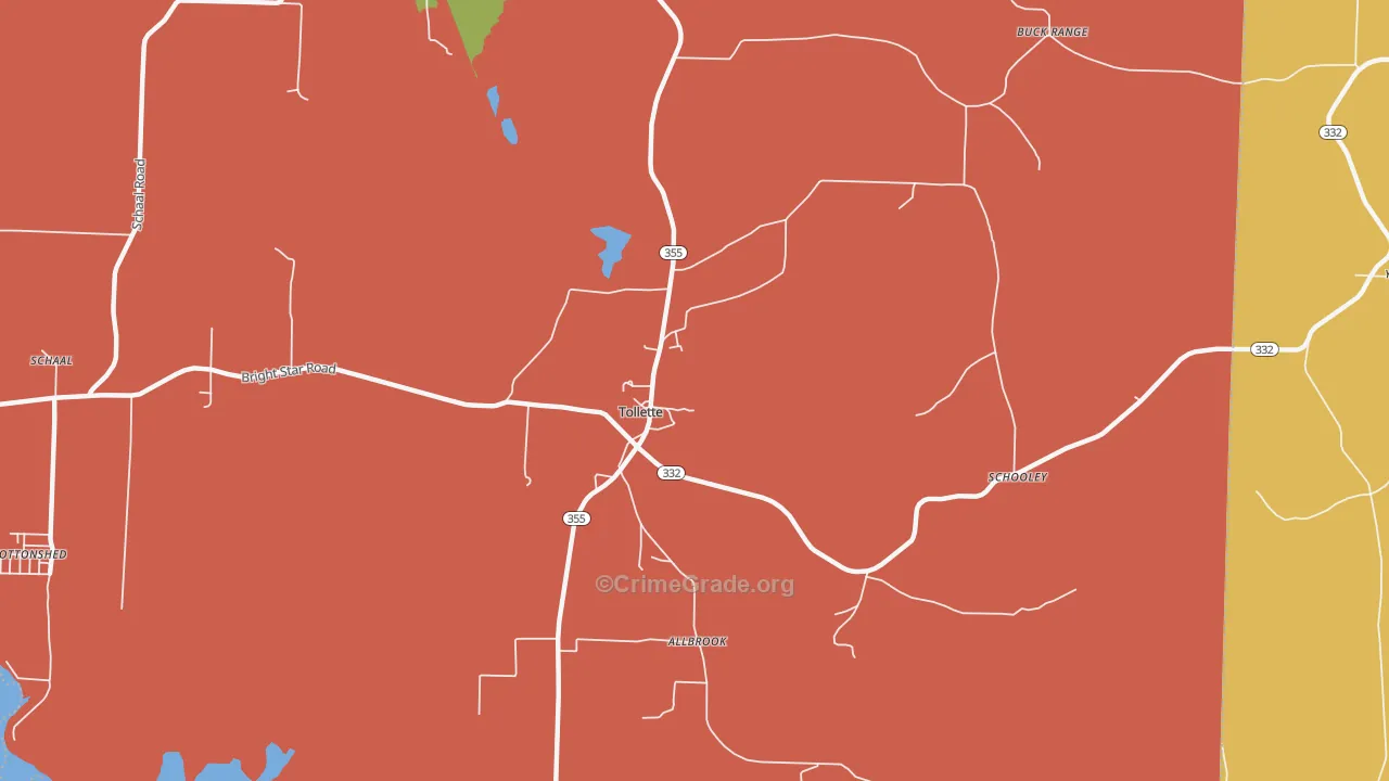 Tollette, AR Map of Vandalism Rates