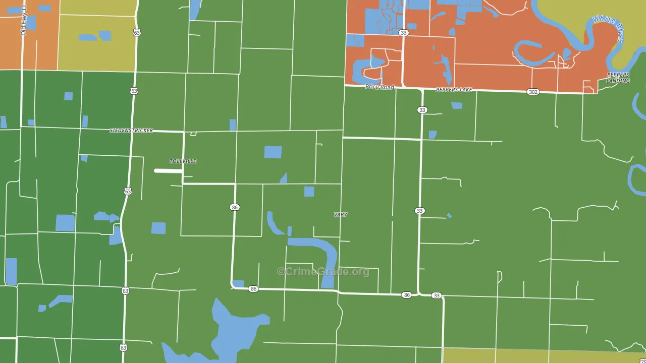 Tollville, AR Map of Vandalism Rates
