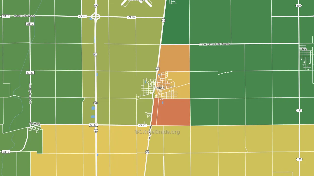 Tolono, IL Map of Vandalism Rates