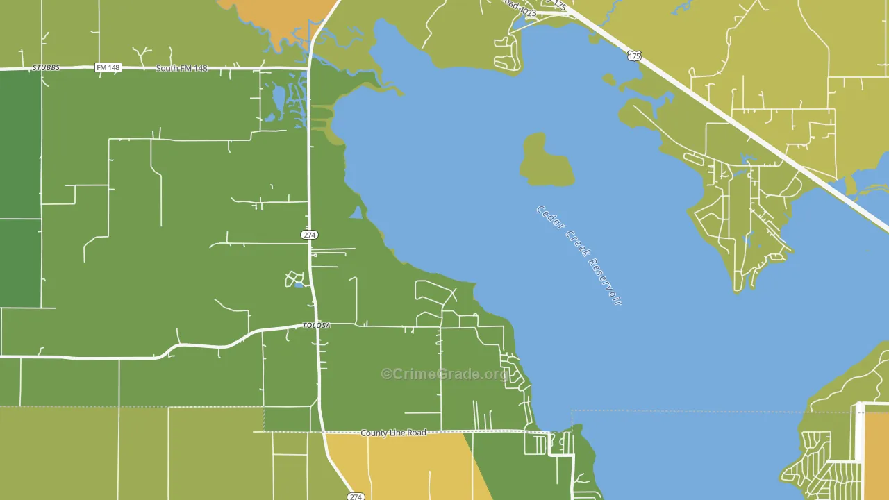 Tolosa, TX Map of Vandalism Rates