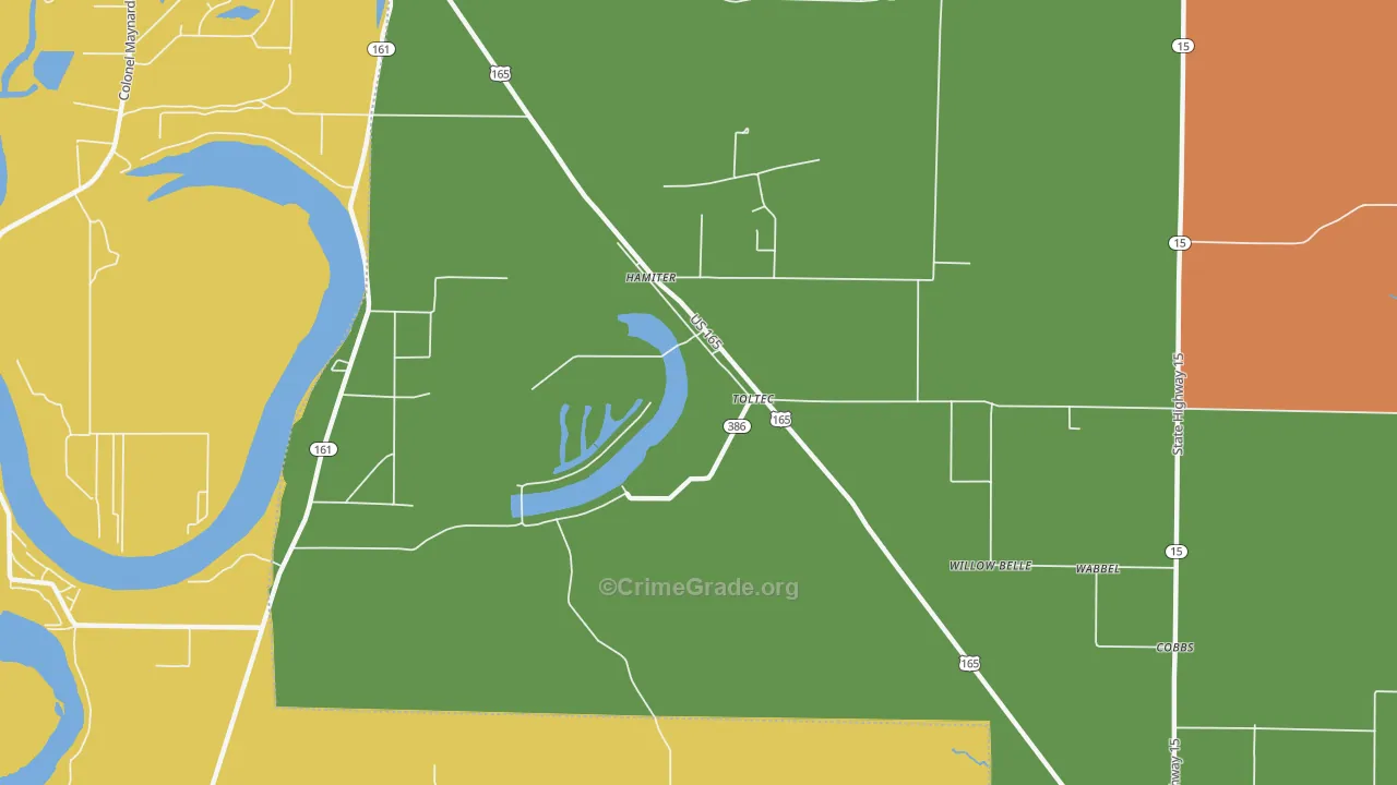 Toltec, AR Map of Vandalism Rates