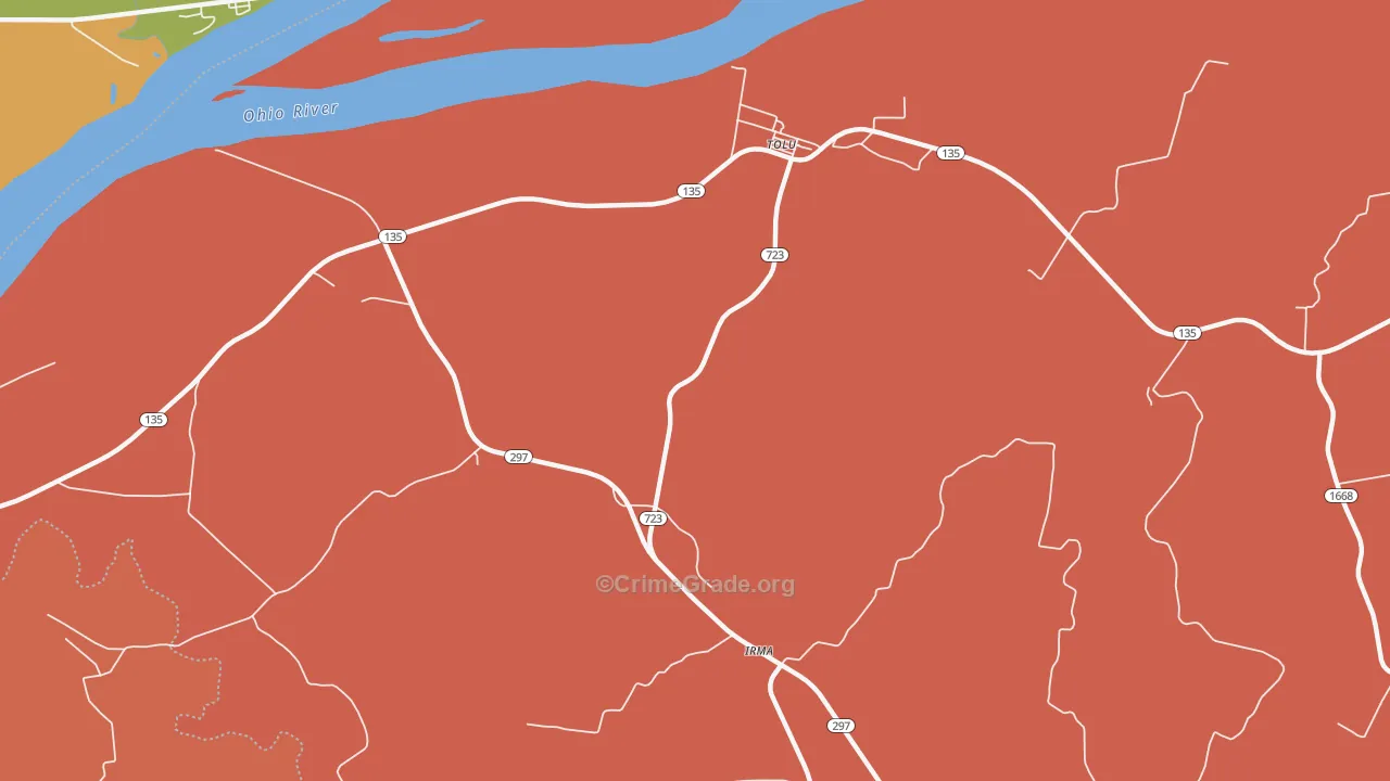 Tolu, KY Map of Vandalism Rates