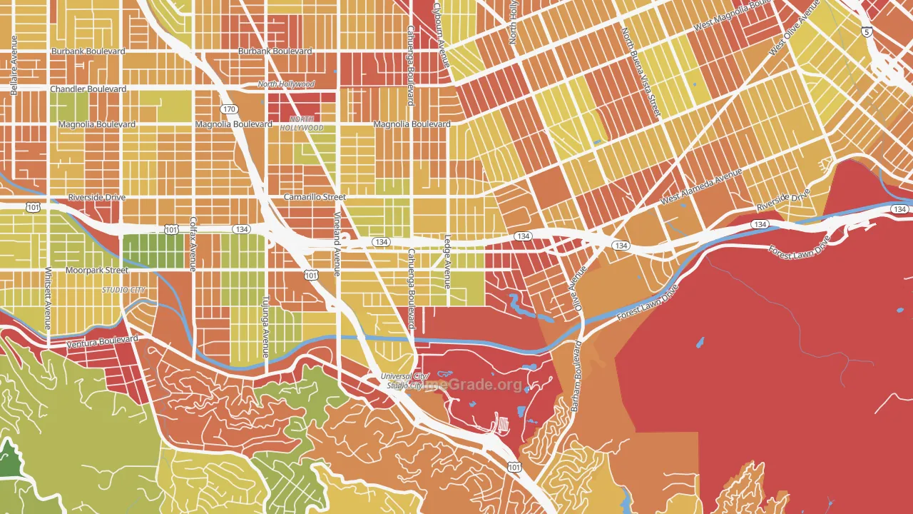 Toluca Lake, North Hollywood, CA Map of Vandalism Rates
