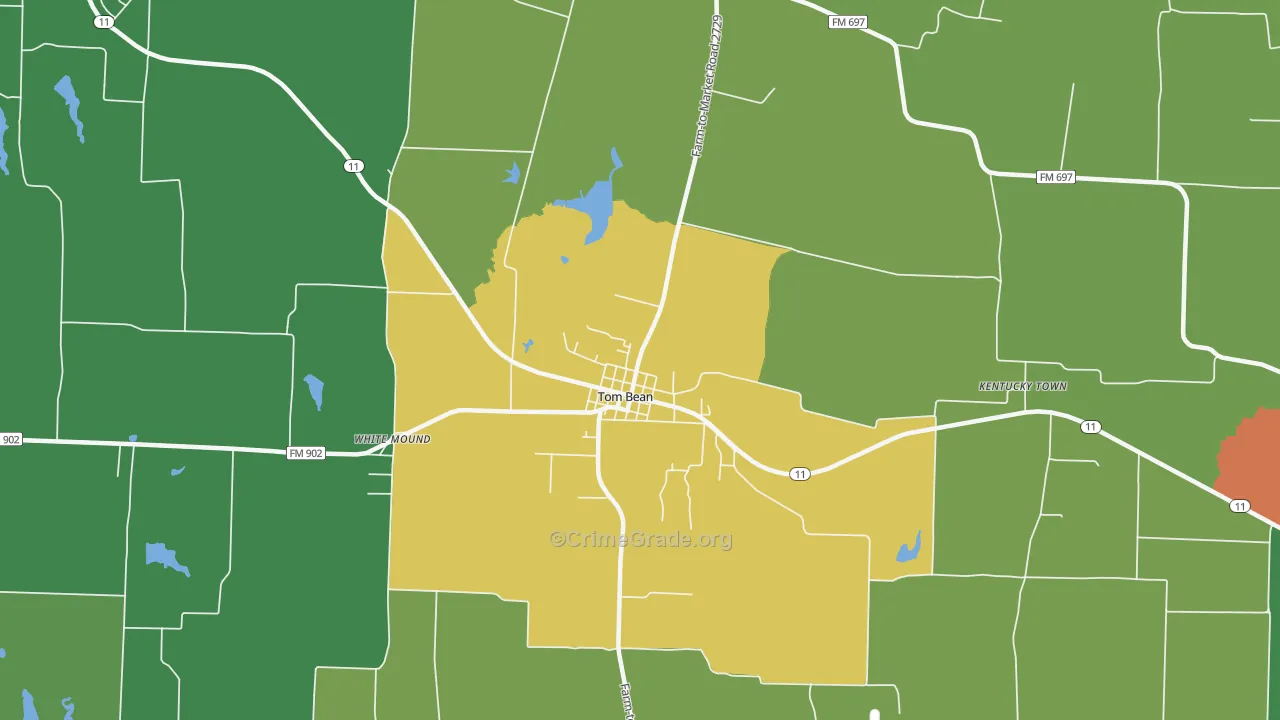 Tom Bean, TX Map of Vandalism Rates
