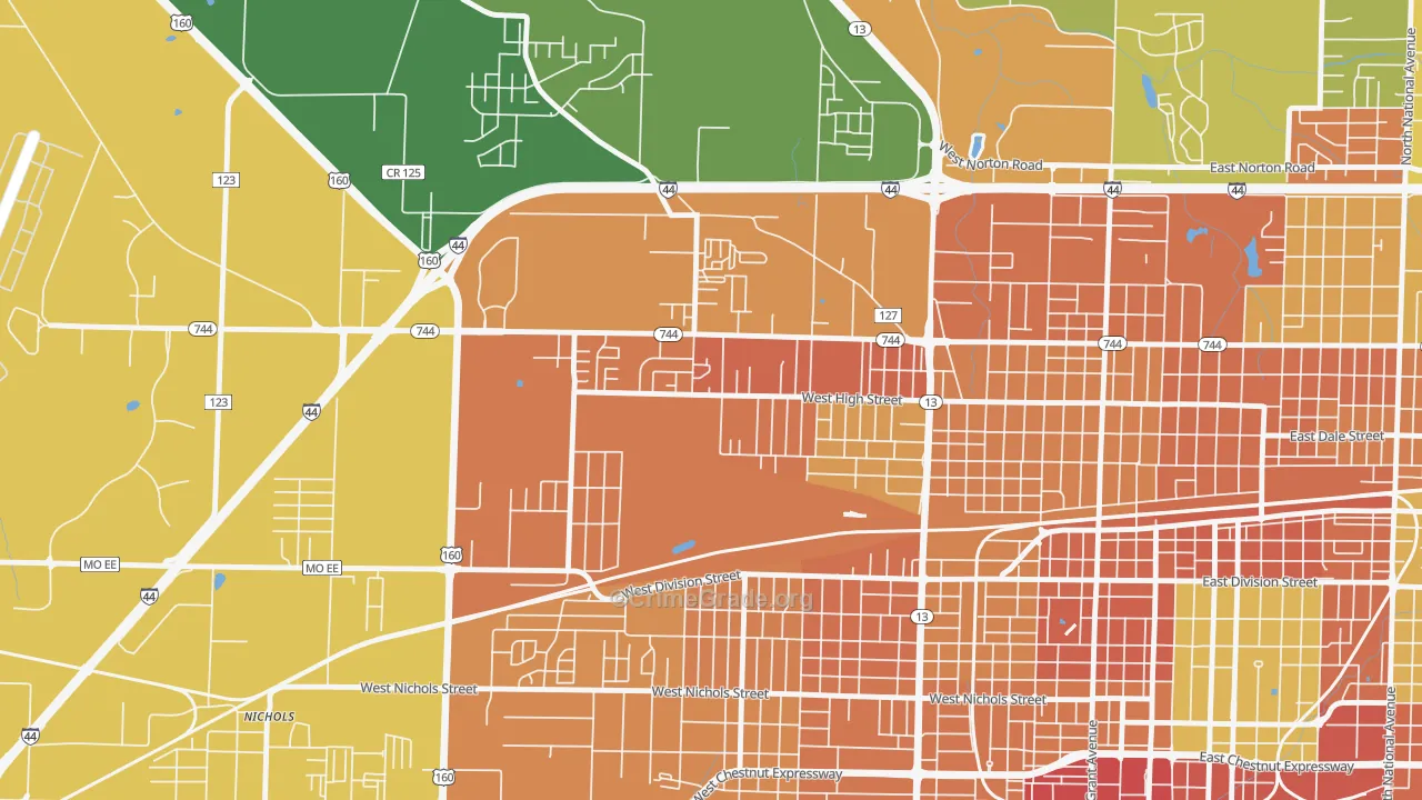 Tom Watkins, Springfield, MO Map of Vandalism Rates