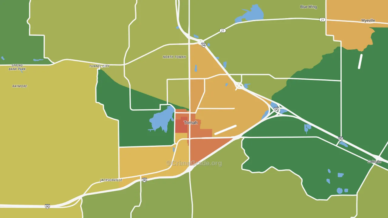 Tomah, WI Map of Vandalism Rates