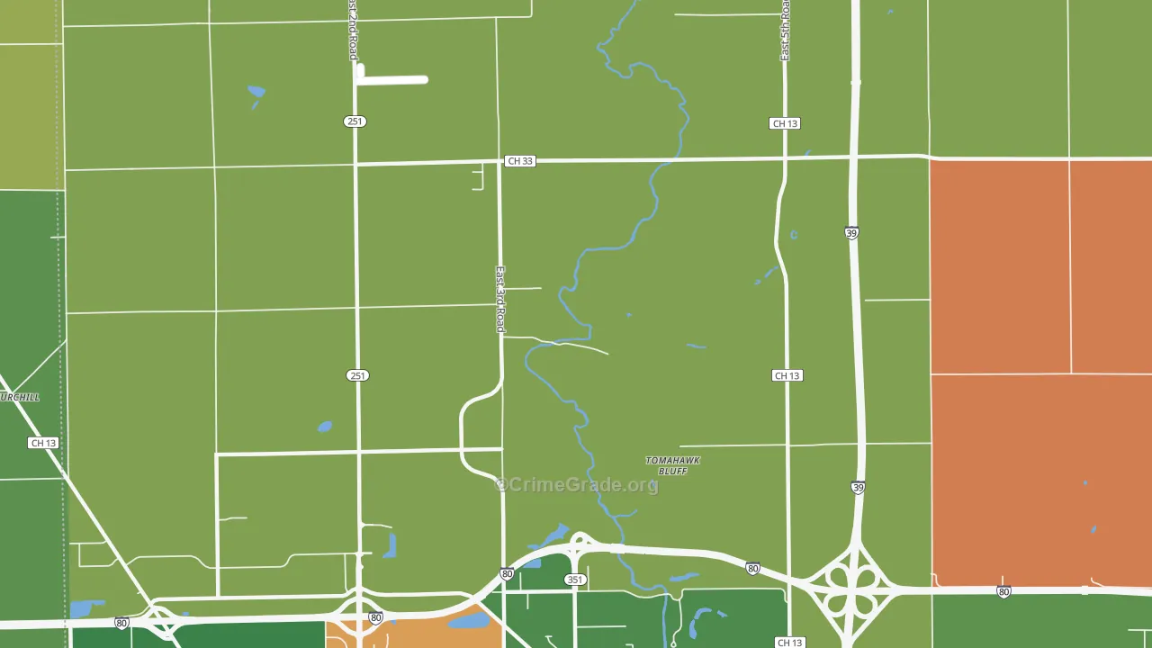 Tomahawk Bluff, IL Map of Vandalism Rates