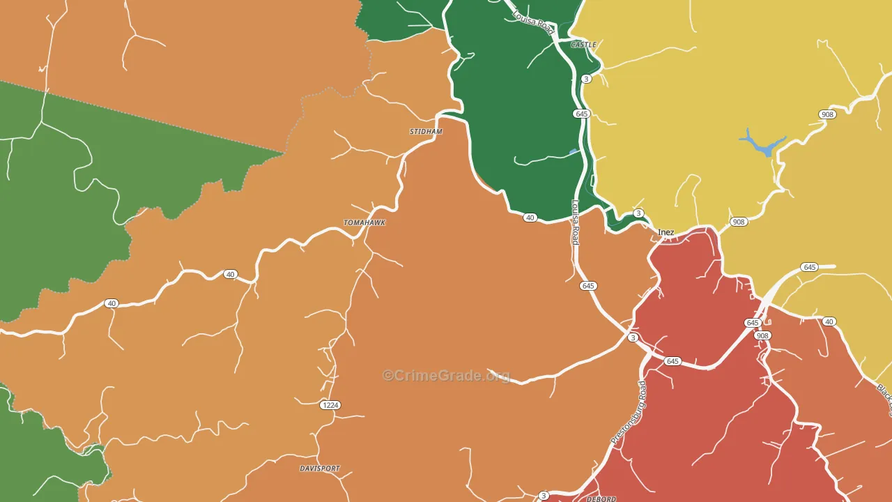 Tomahawk, KY Map of Vandalism Rates