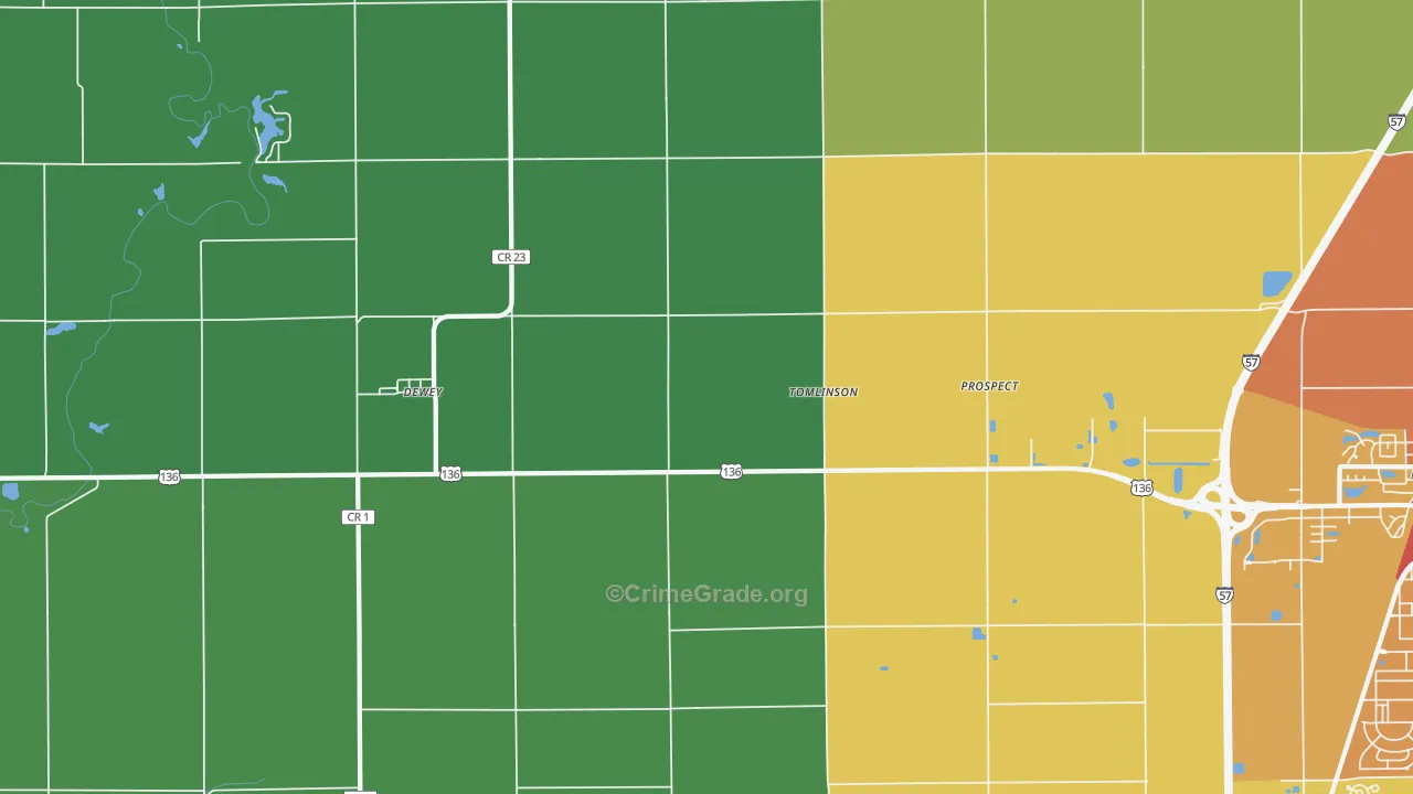 Tomlinson, IL Map of Vandalism Rates