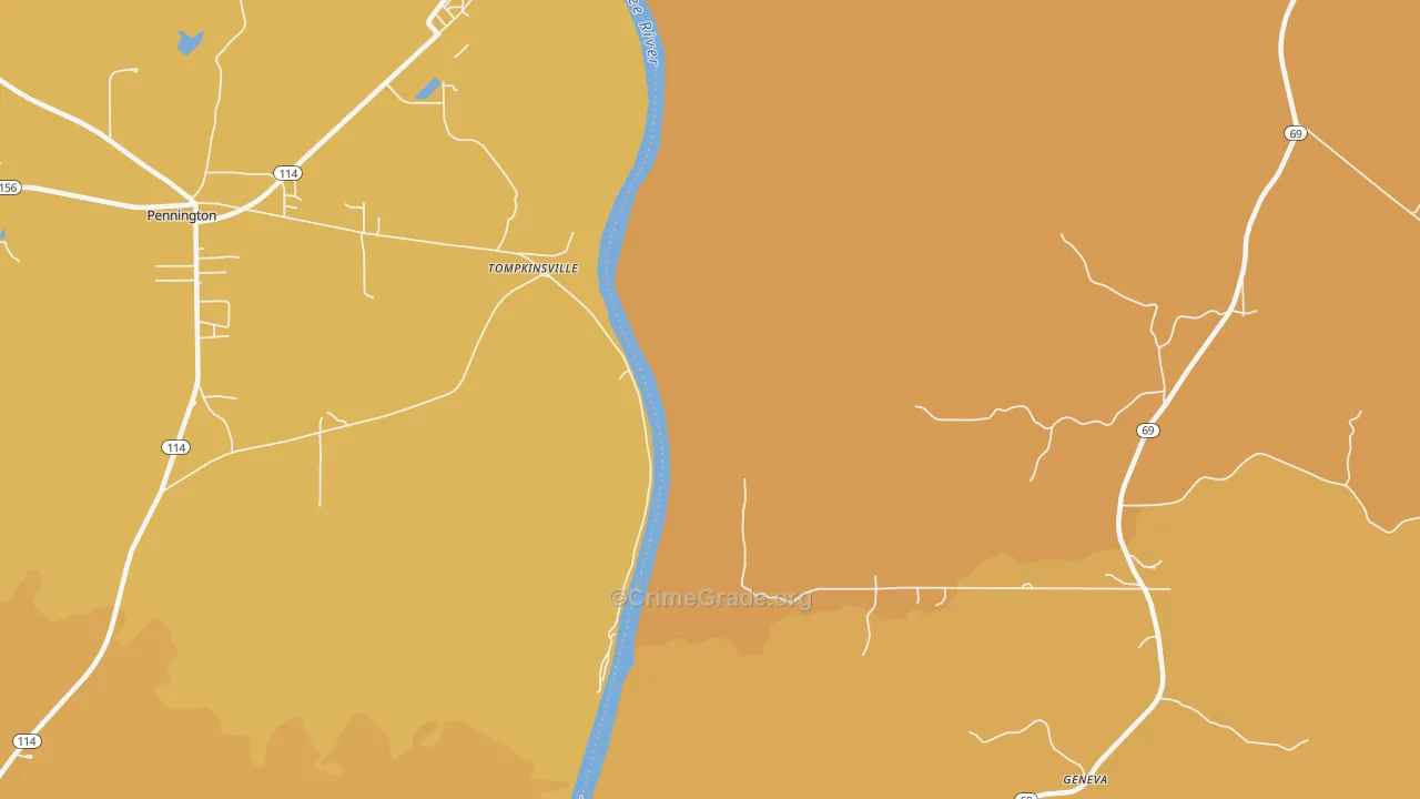 Tompkinsville, AL Map of Vandalism Rates