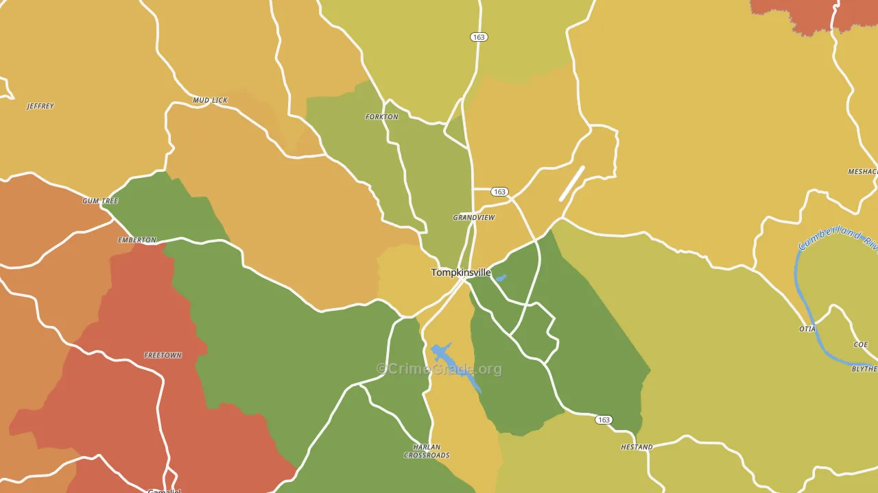 Tompkinsville, KY Map of Vandalism Rates
