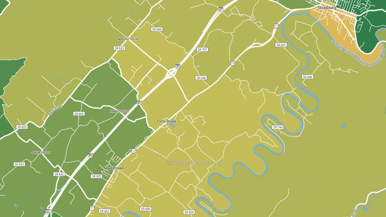 Toms Brook, VA Map of Vandalism Rates