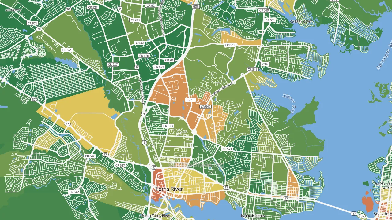Toms River, NJ Map of Vandalism Rates