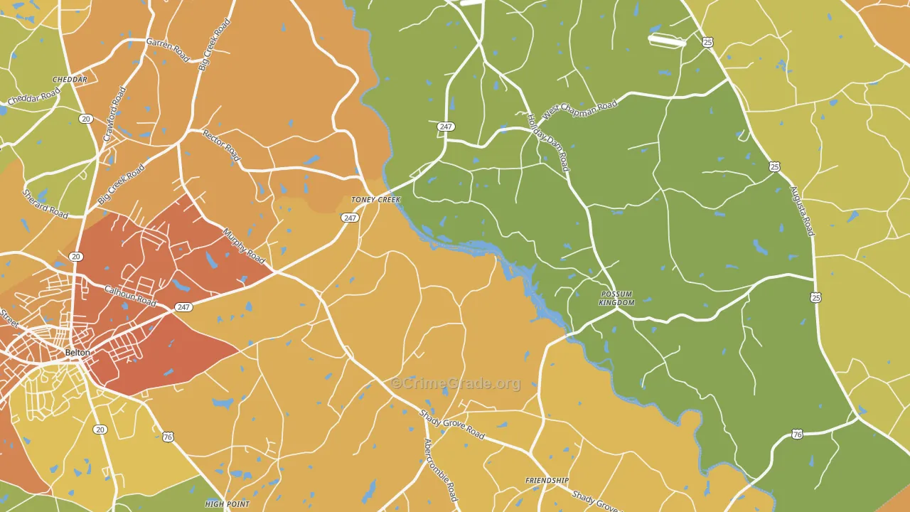 Toney Creek, SC Map of Vandalism Rates