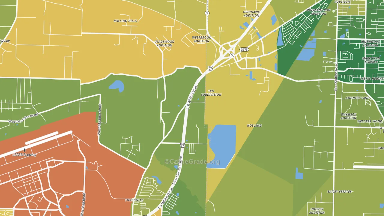 Toneyville, AR Map of Vandalism Rates