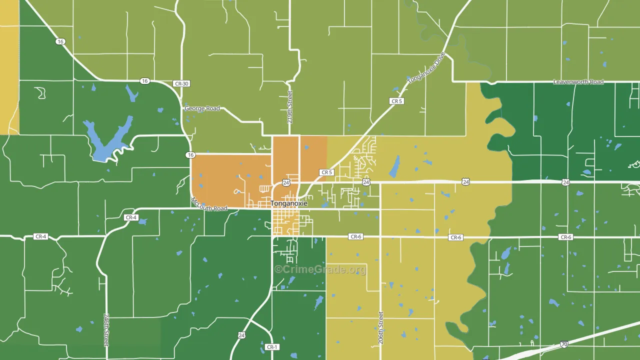 Tonganoxie, KS Map of Vandalism Rates