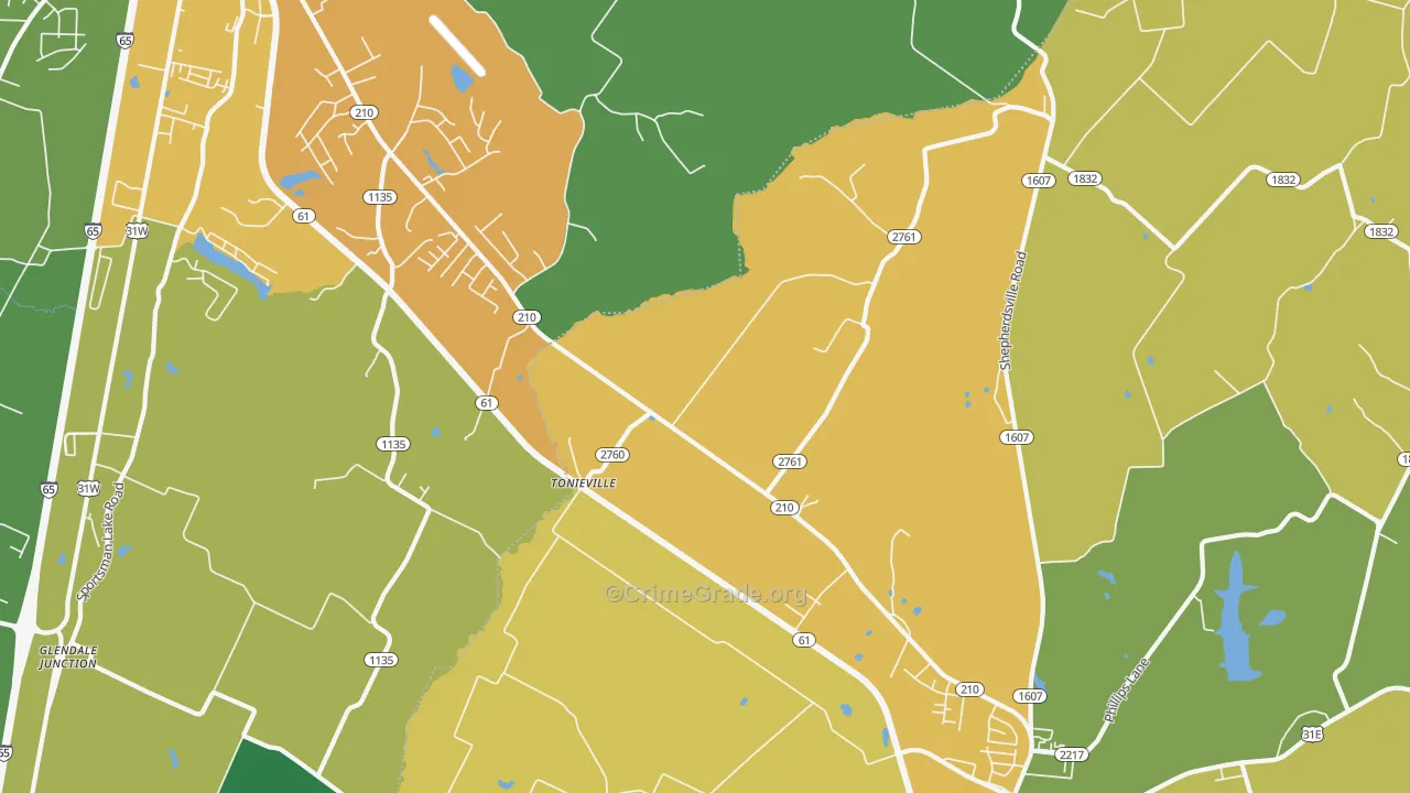 Tonieville, KY Map of Vandalism Rates